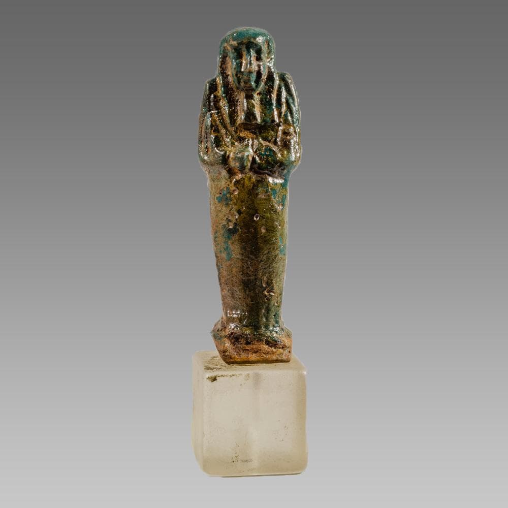 Ancient Egyptian Green Faience Ushabti Late period c.664-332 BC.