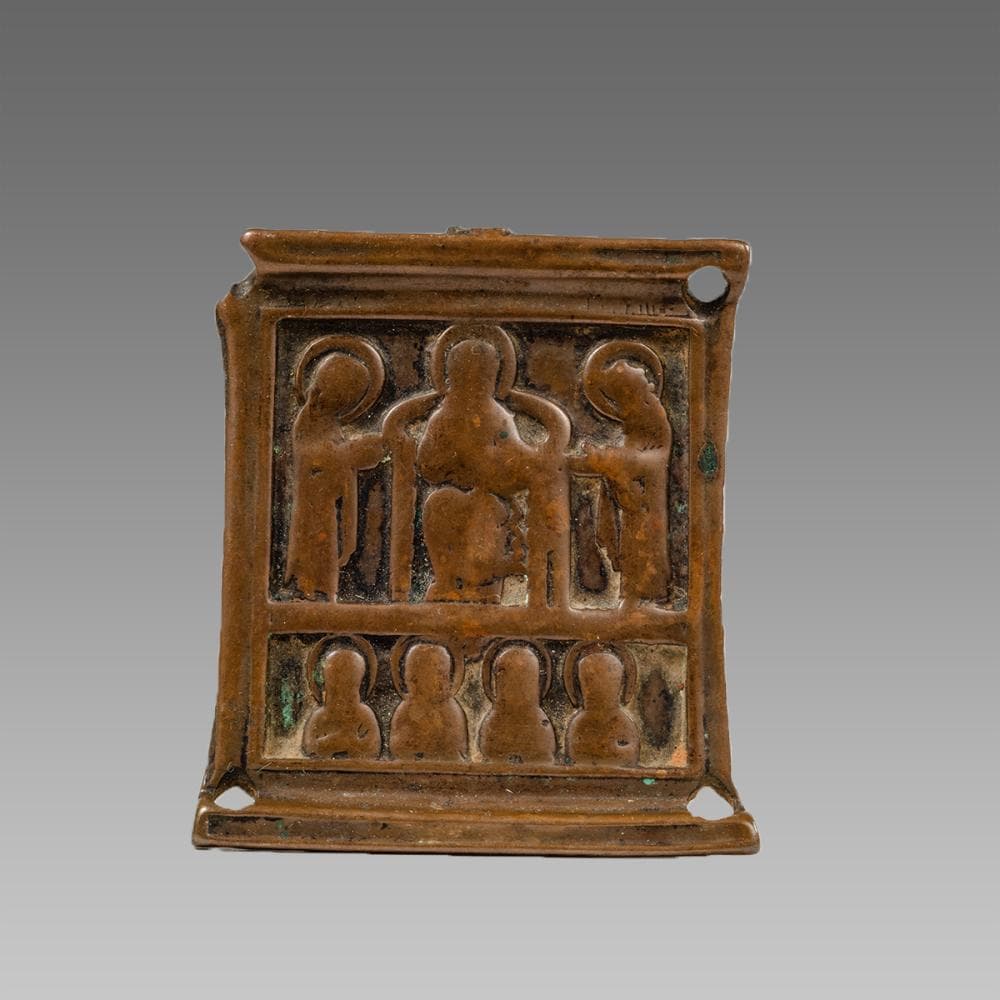 European Bronze Icon With Saints,
