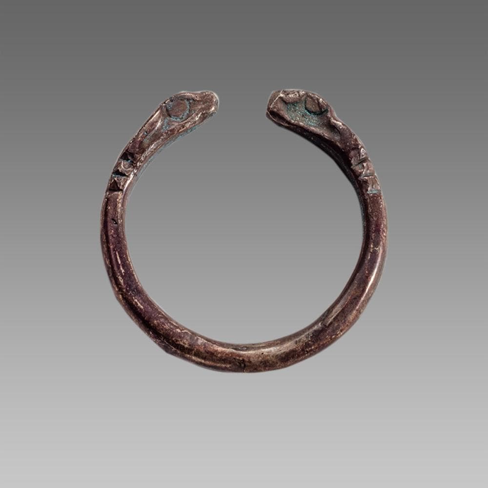 Ancient Greek Silver Ring with Ram heads c.4th cent BC.