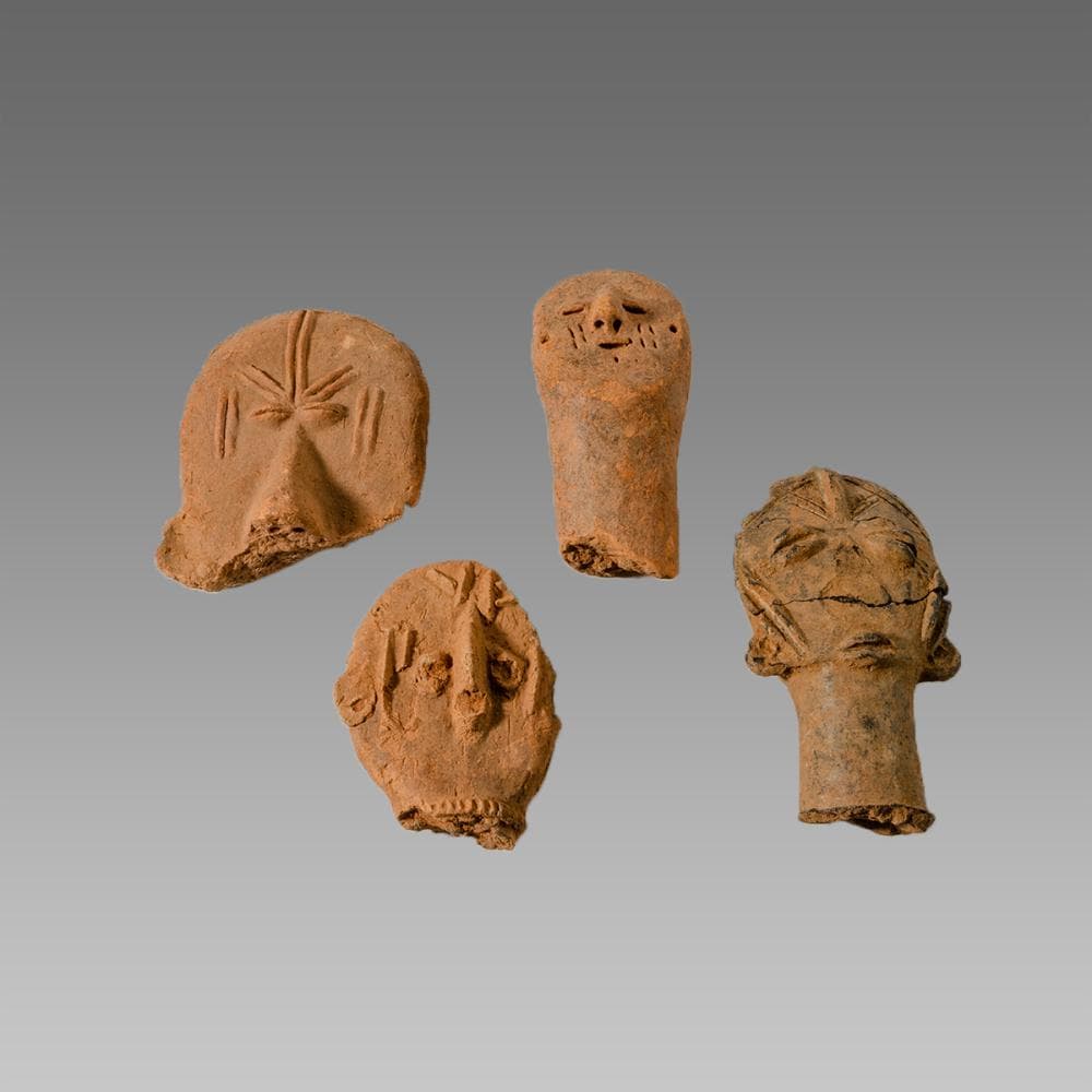 Lot of 4 Ancient Africa Bura Terracotta Heads c.3rd - 11th century AD.