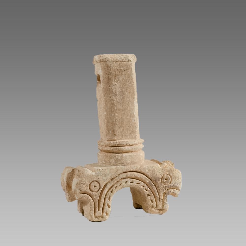 Ancient Near Eastern Limestone architectural Collumn with Animals c. 600 BC.
