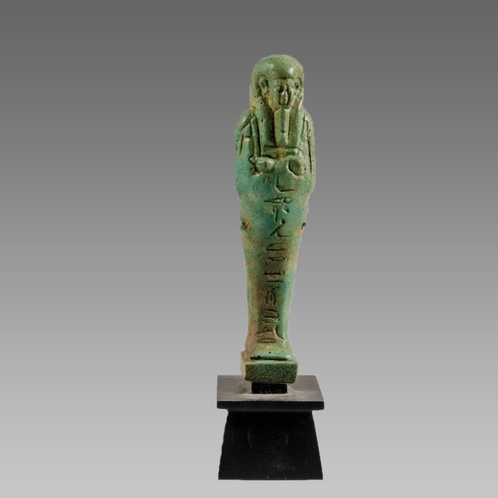 Ancient Egyptian Green Faience Ushabti Late period c.664-332 BC.