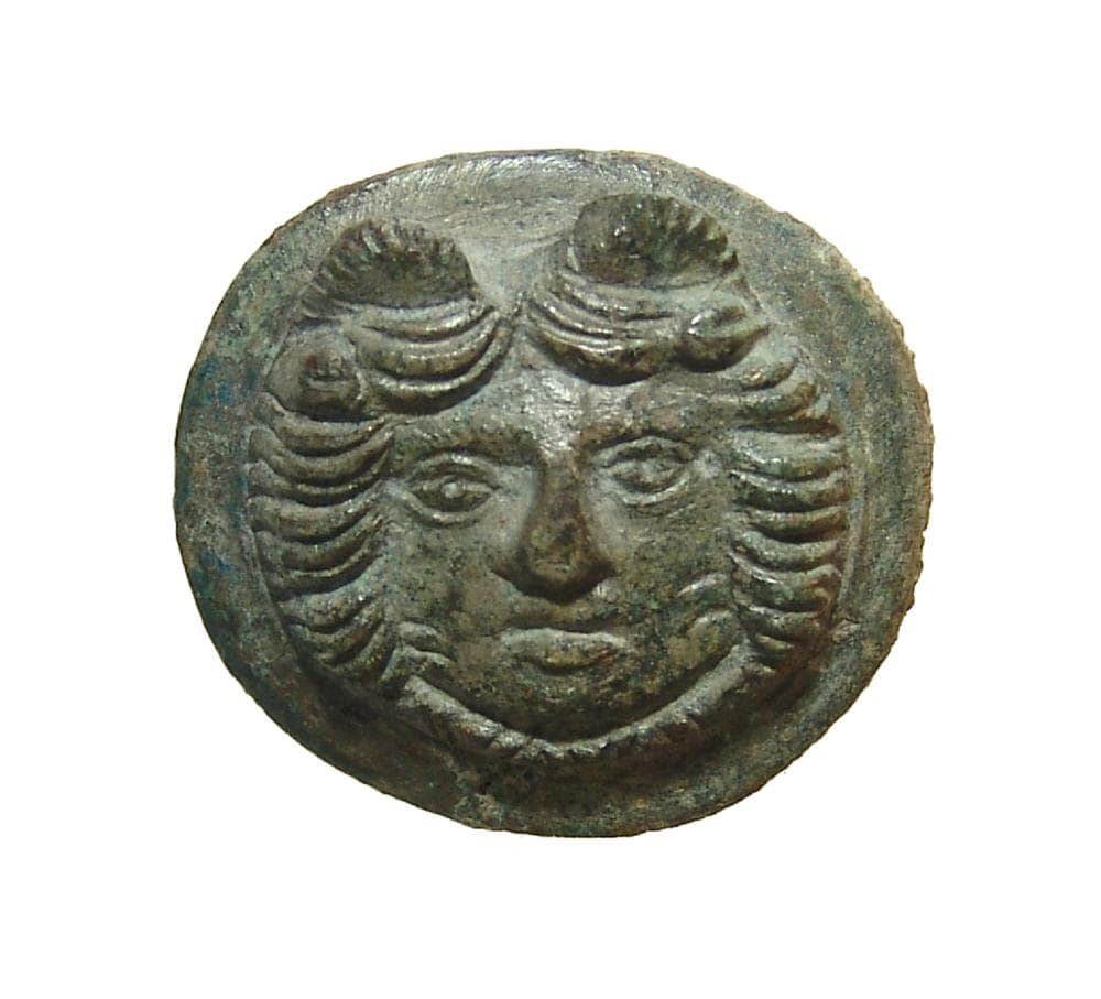 A choice Roman bronze phalera with Gorgoneia