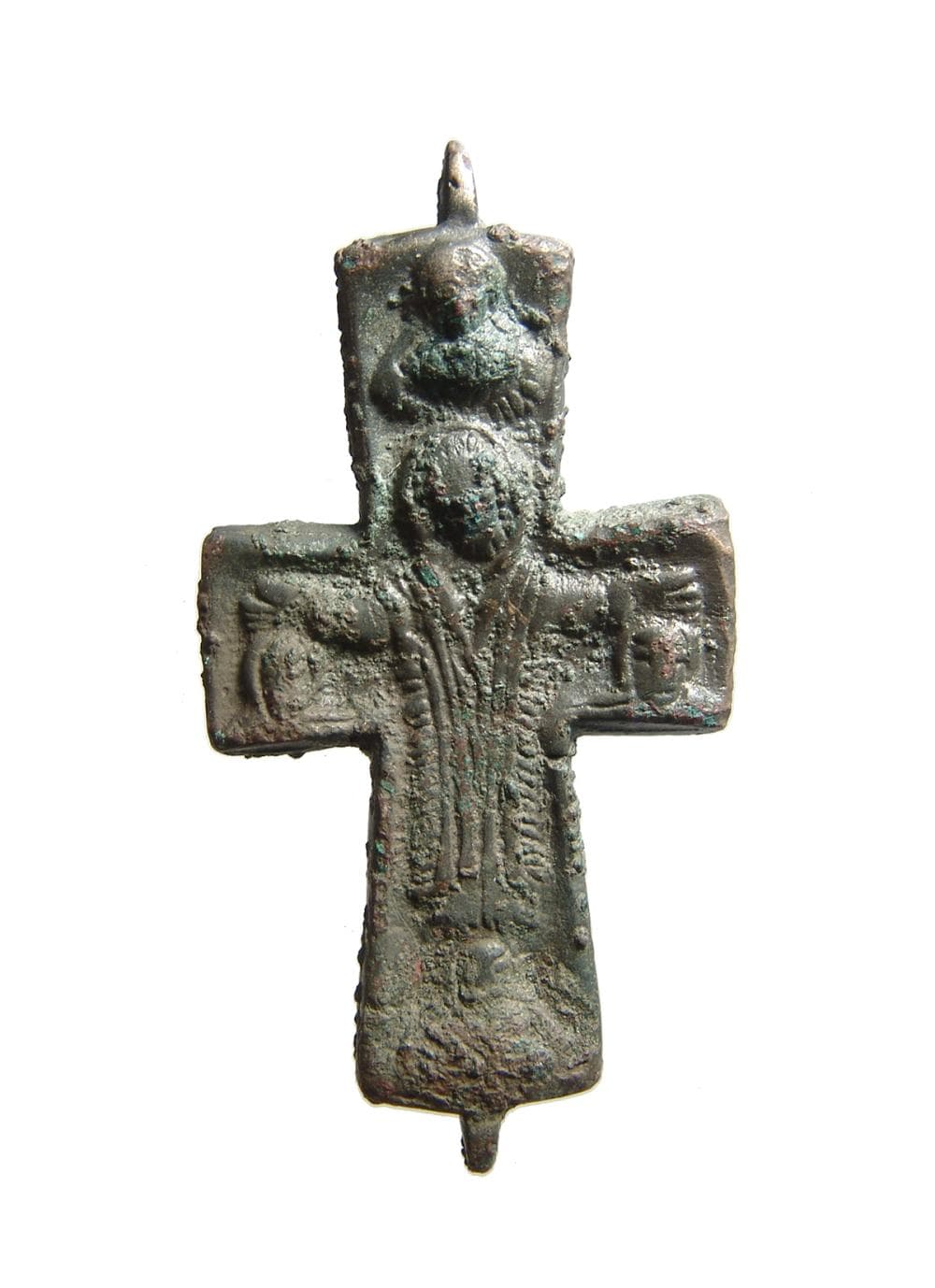 A Byzantine bronze cross depicting Christ