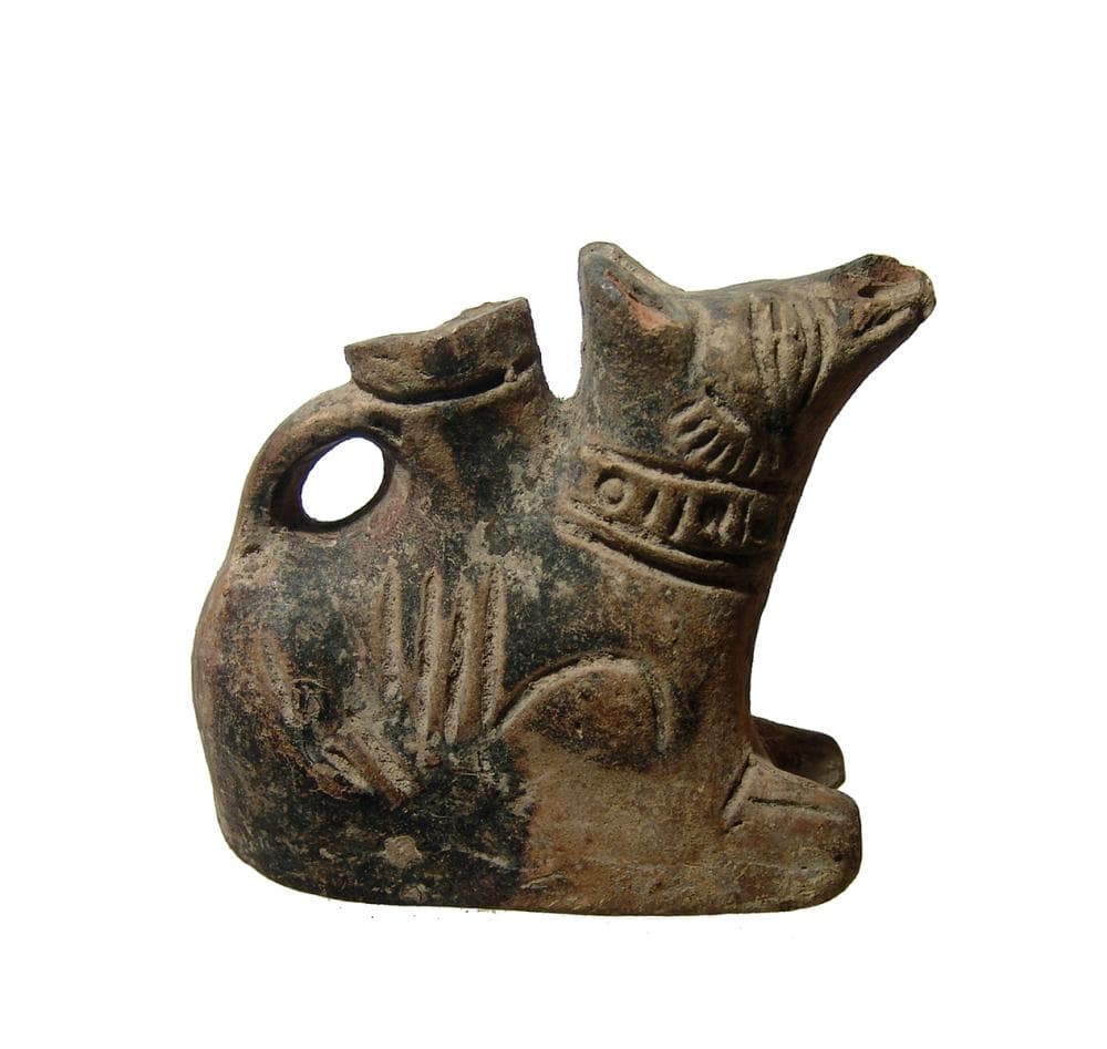 A Roman spouted jug in the form of a canine