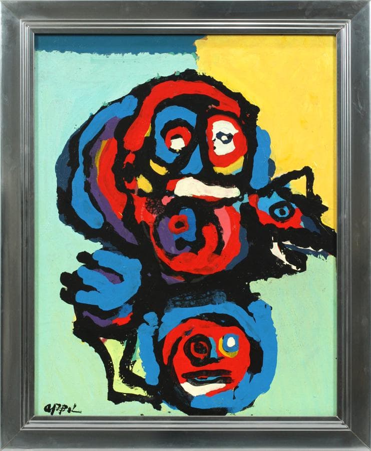 Karel appel oil on canvas, abstract portrait