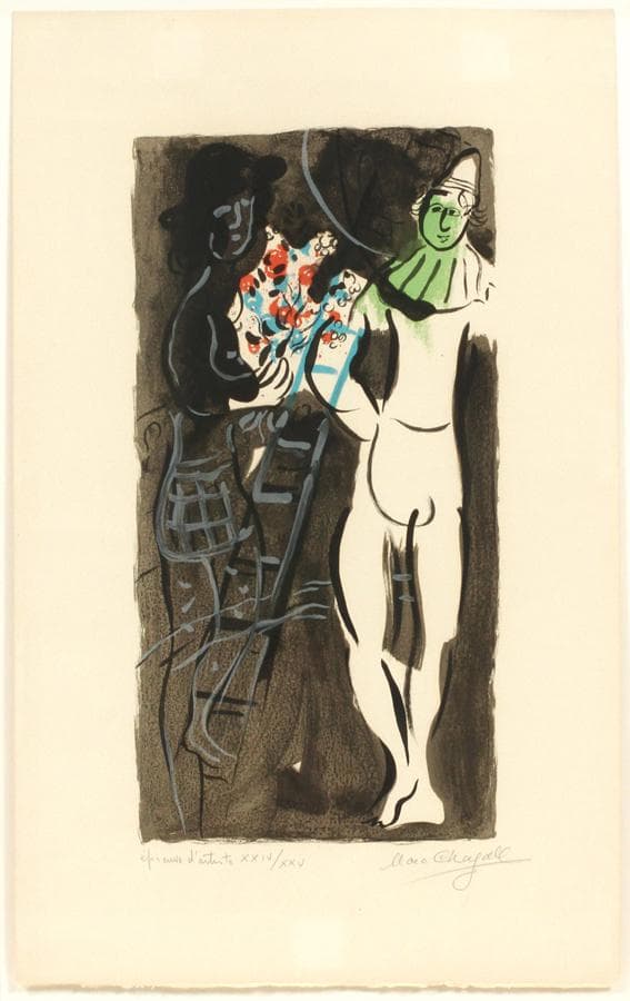 Marc chagall color lithograph on paper, 1969, e.a.