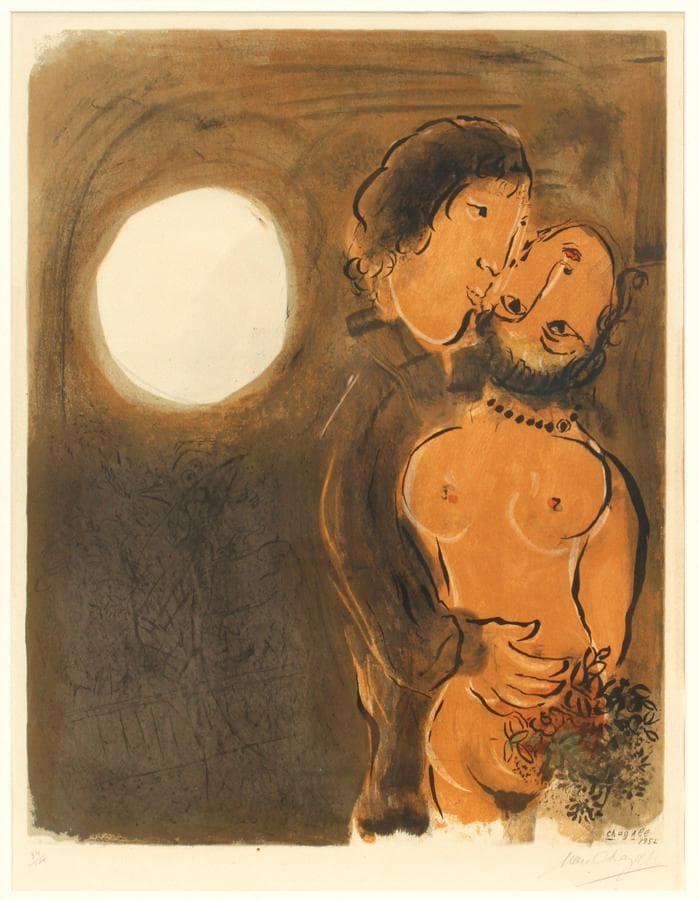 Marc chagall color lithograph on paper, 1952