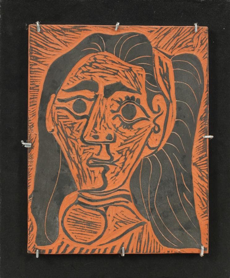 Pablo picasso terracotta plaque, 1964