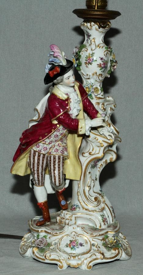 Meissen quality, porcelain figural candlestick