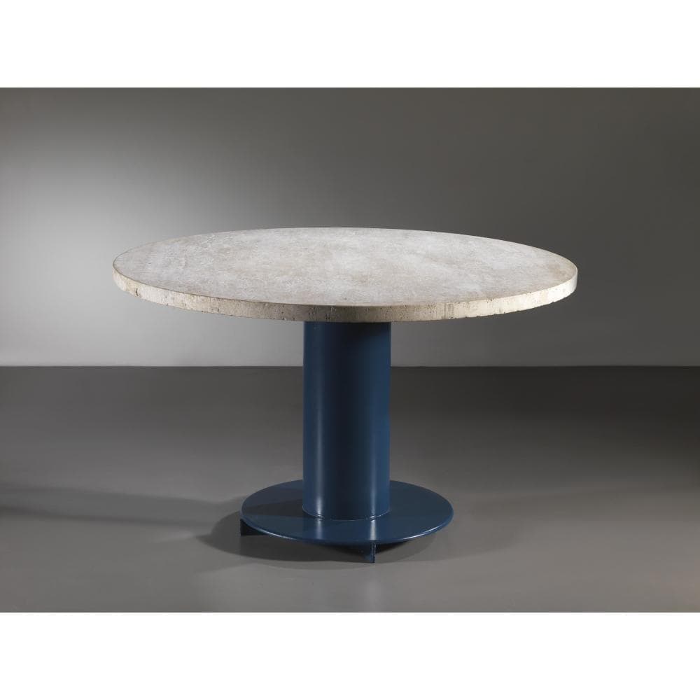 TABLE, METAL BLUE STRUCTURE, GRANITE TOP