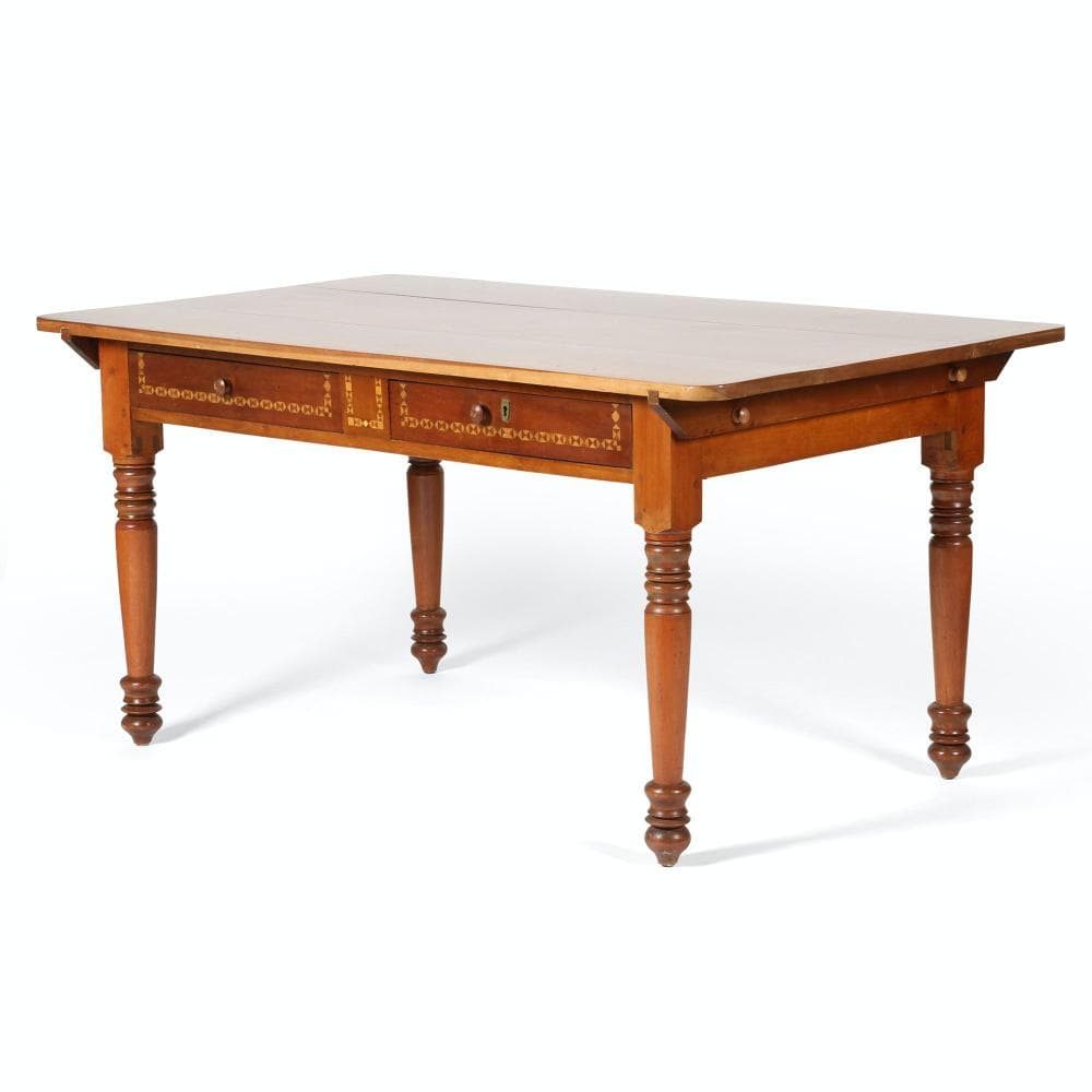 Cherry Inlaid Peg Top Work Table