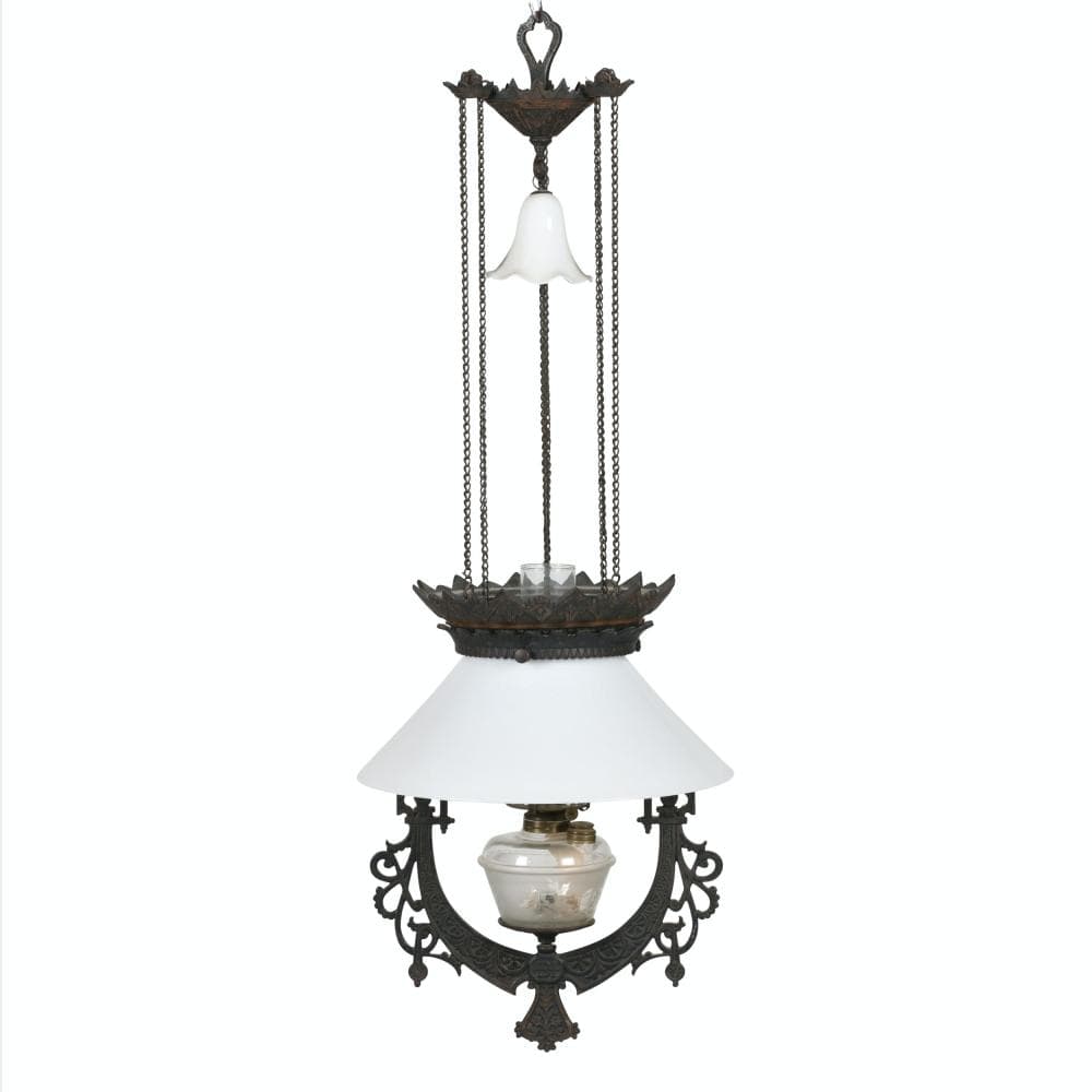 Cast Iron Beaver Font Hanging Oil Lamp