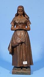 Patinated metal sculpture, Angelus par Jacquot, h.