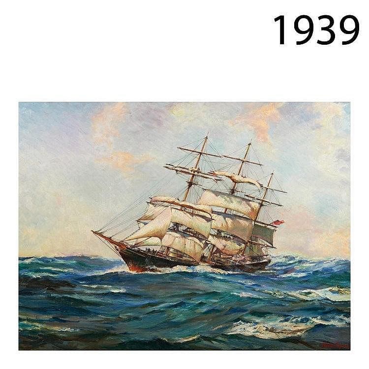 Ship. Oil on canvas.