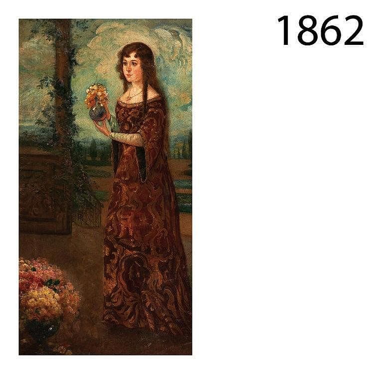 Lady with flowers. Oil on canvas.