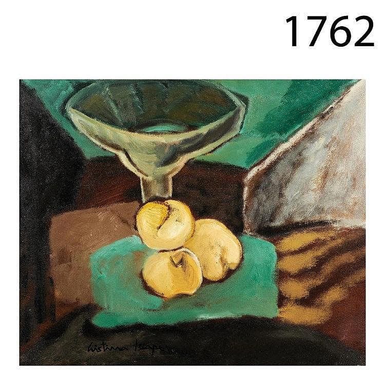 Three apples. Oil on canvas.
