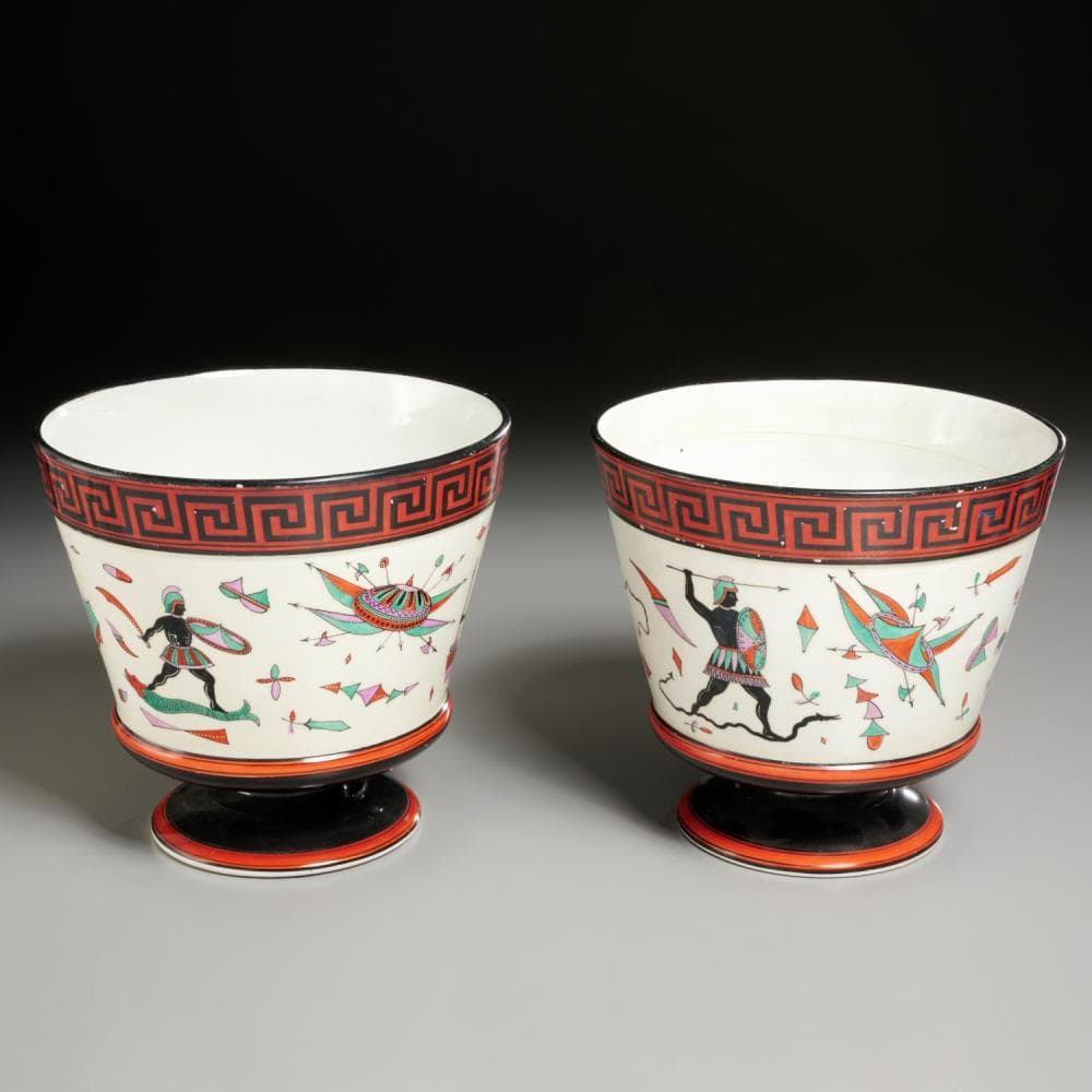 Fischer & Mieg, pair Etruscan Revival cachepots