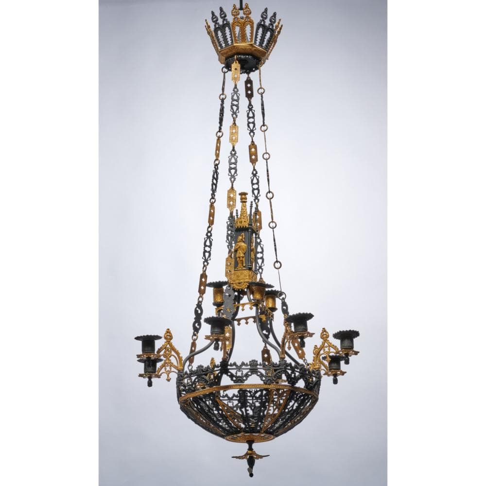 Very nice Gothic Revival parcel gilt chandelier