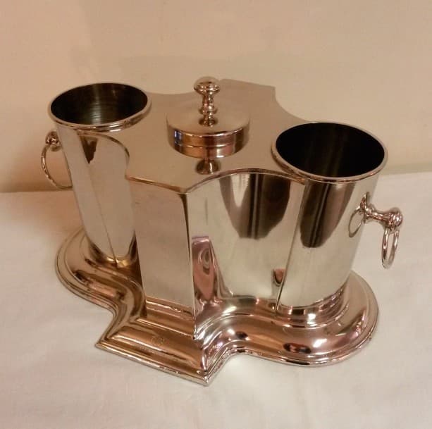 RAFRAICHISSOIR en métal nickelé pour deux bouteilles Larg : 40 cm