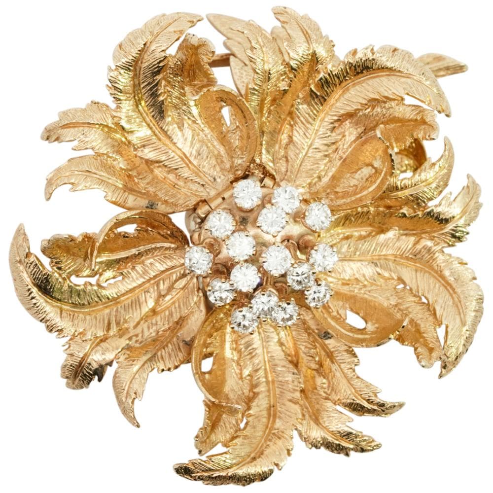 Robert Altman 14K Yellow Gold and Diamond Brooch