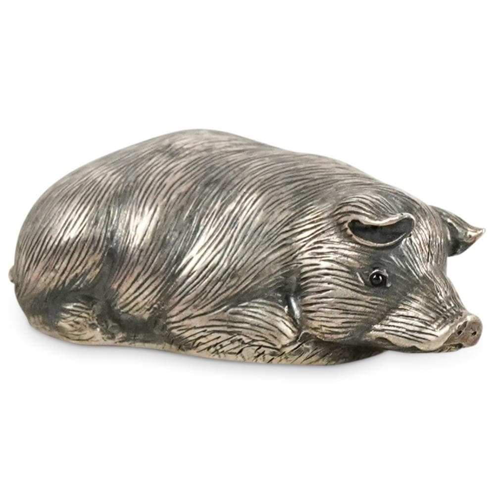 Antique Russian Faberge 916 Silver Hairy Pig