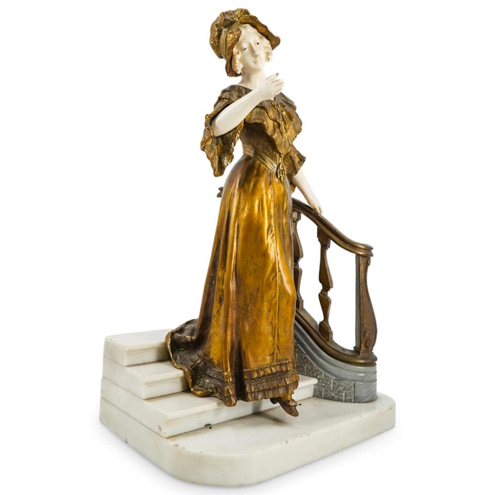 Affortunato Gori (Active 1895-1925) Bronze & Alabaster Woma