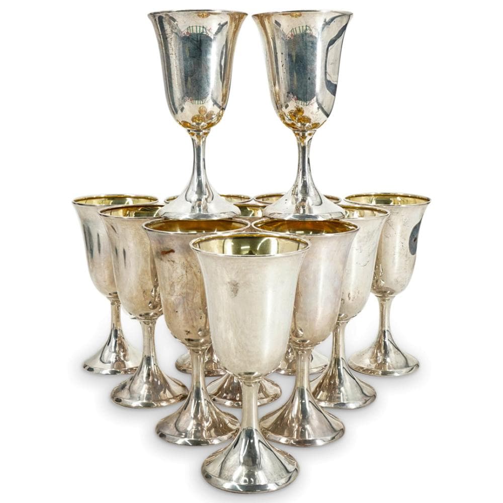 (12 Pc) Sterling Silver Water Goblets