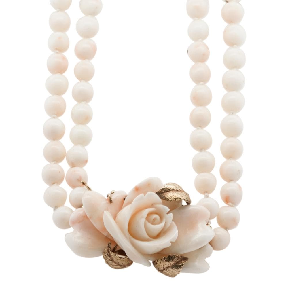 14K Yellow Gold Angel Skin Coral Necklace