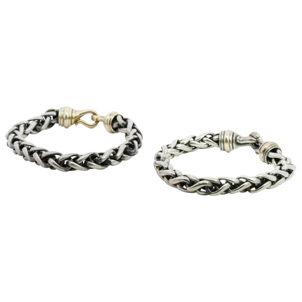 (2 Pc) David Yurman 14k Gold and Sterling Silver Chain Link Bracelets