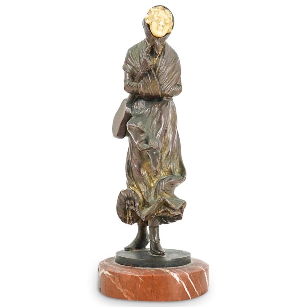 Dominique Alonzo (XIX-XX) Windblown Guitarist Bronze