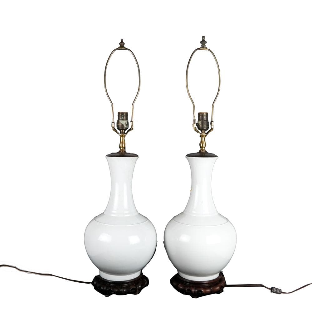 Pair Japanese White Porcelain Lamps
