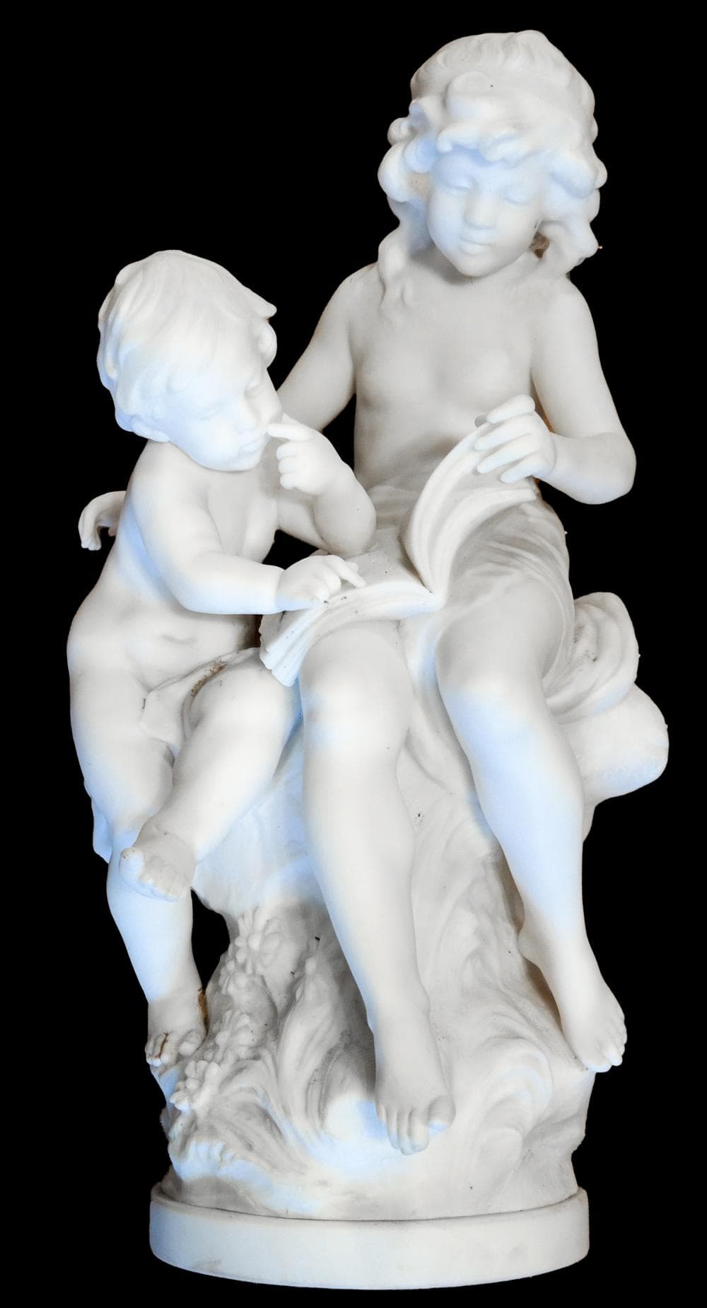 Cast Marble Statue of Two Boys