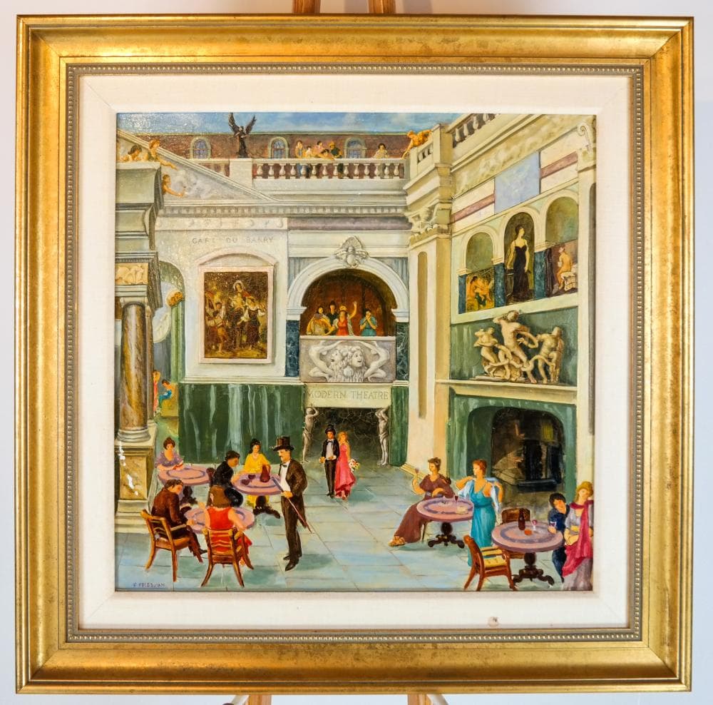 H. KELEDJIAN: Cafe Du Barry - Oil on Canvas