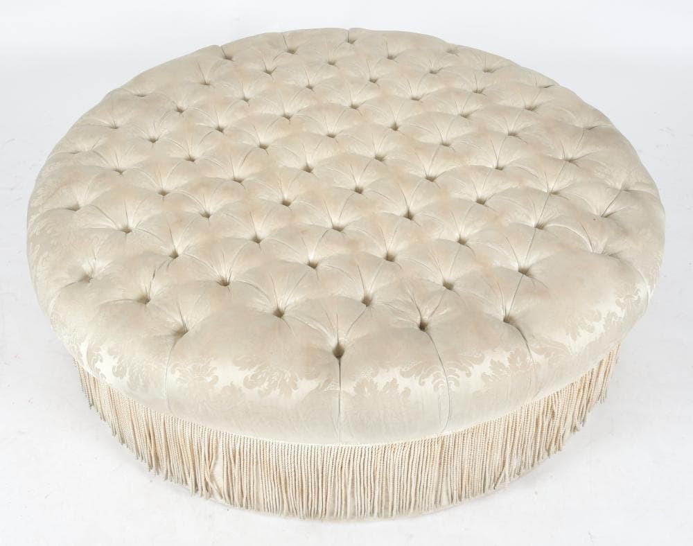 Large Tufted Fully Upholstered Taboret