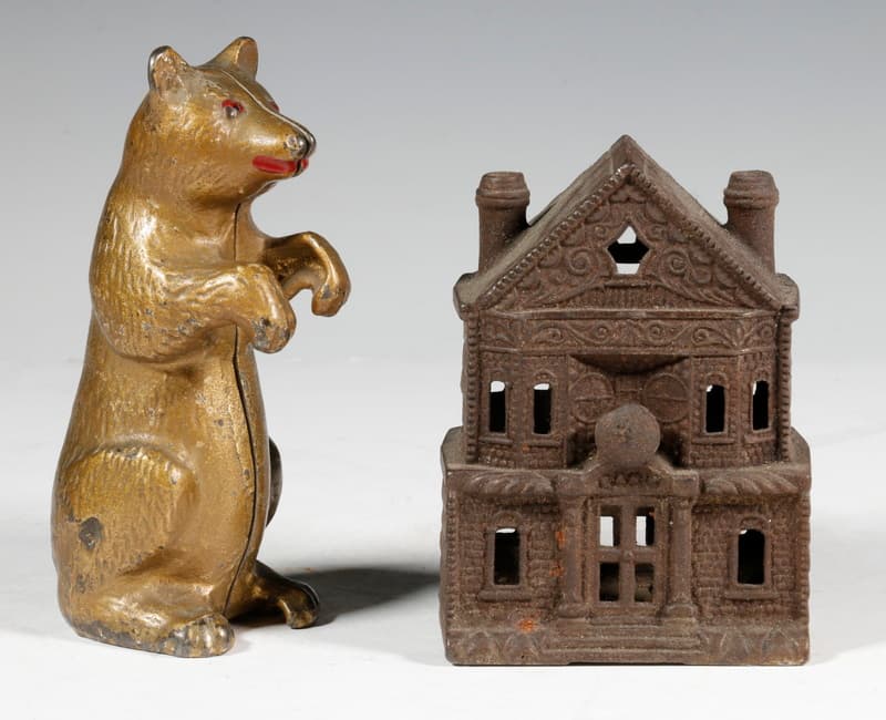 (2) 19TH C. CAST IRON TOY BANKS