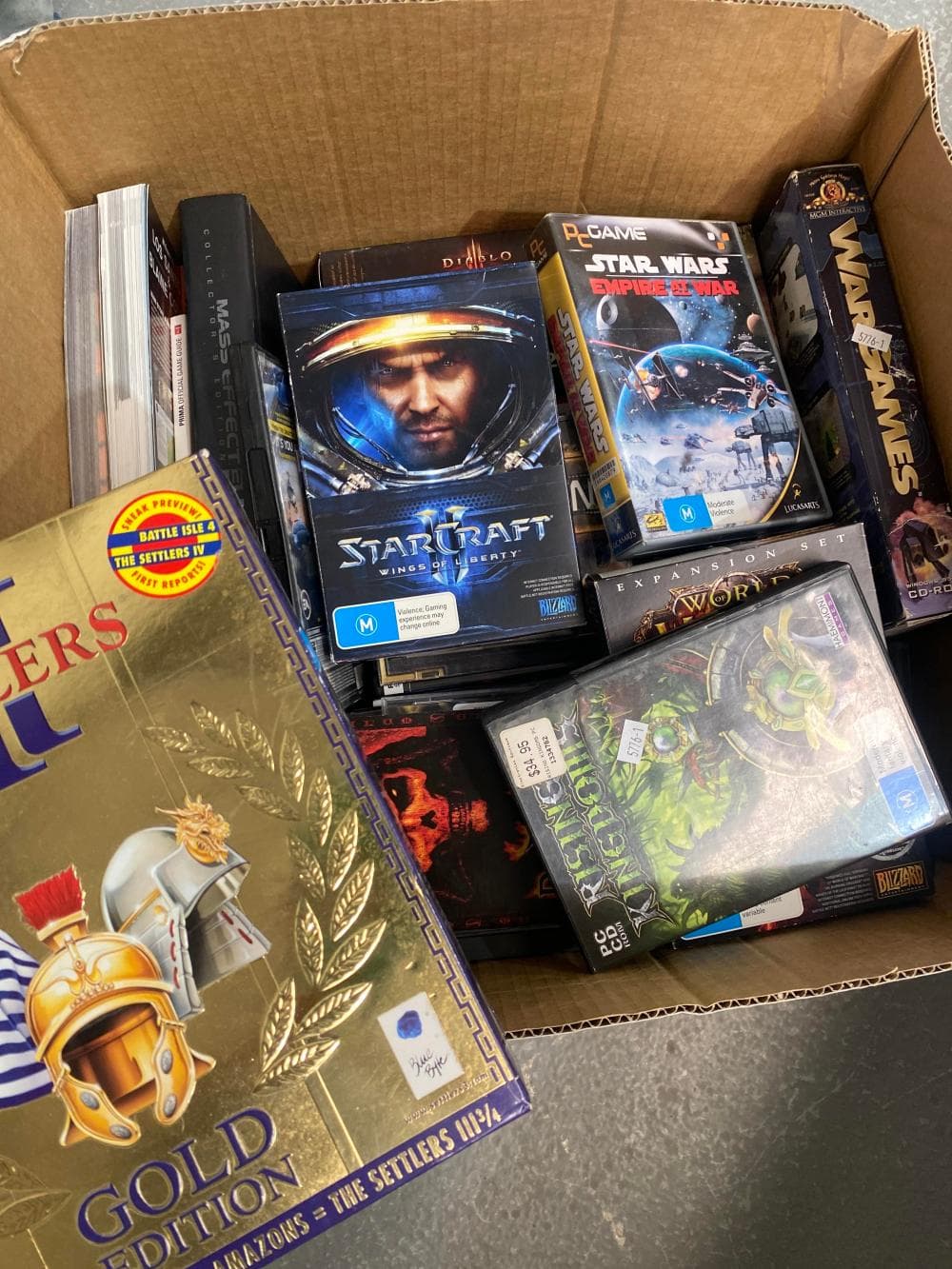 Box of assorted video games for PC