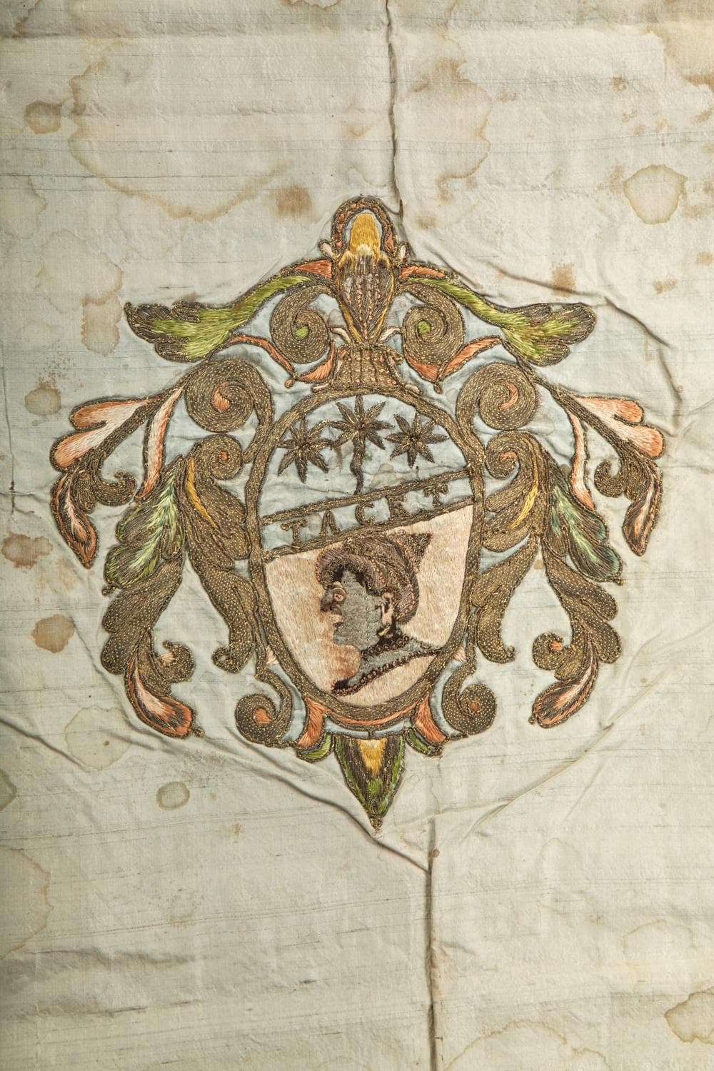 An embroidered heraldic bearing cloth, cover, second half 17th century,