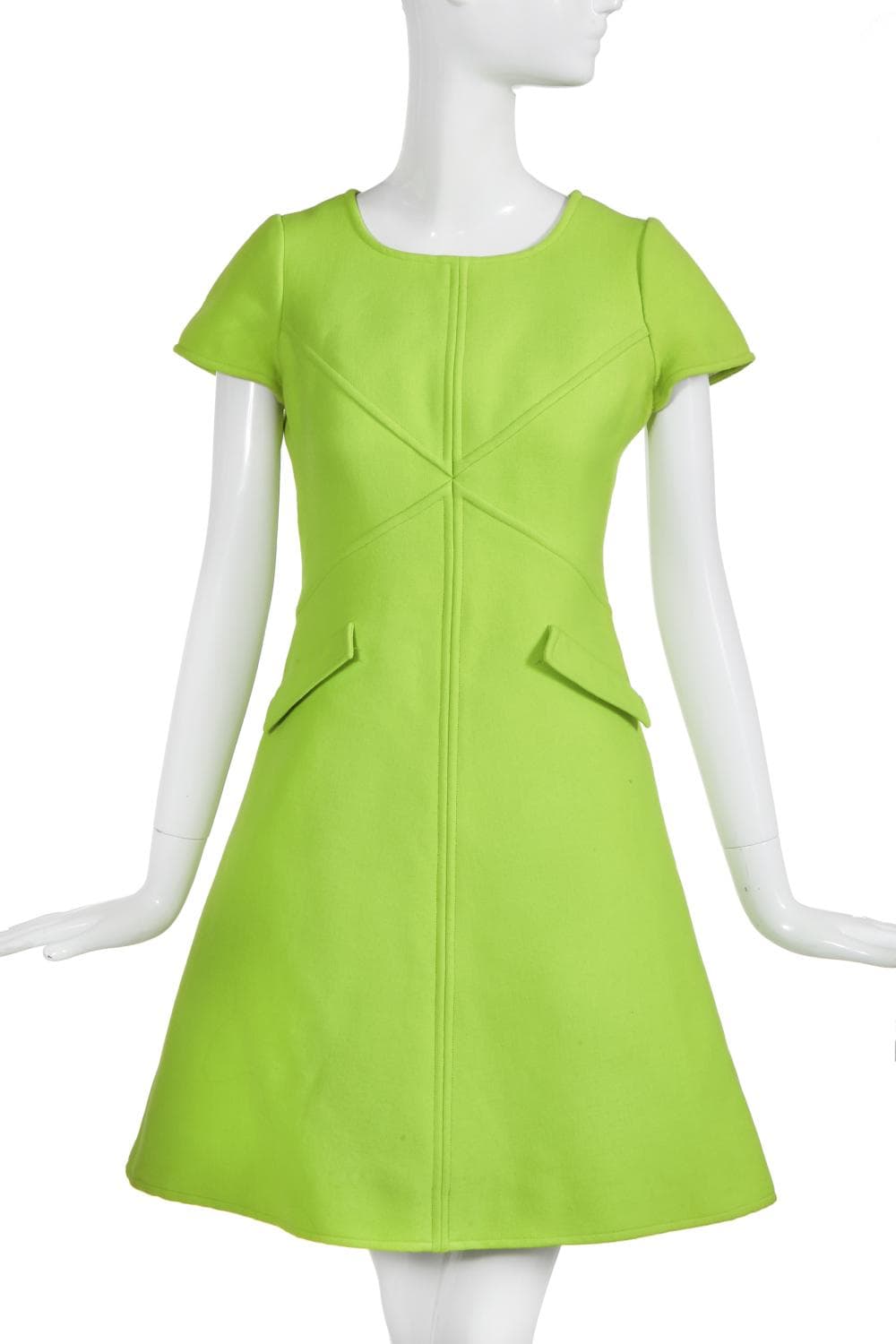 An André Courrèges lime-green day dress, circa 1967