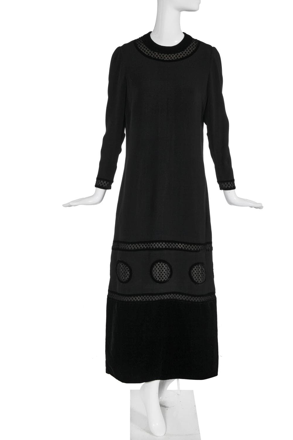 A Pierre Balmain couture black crepe dress, late 1960s