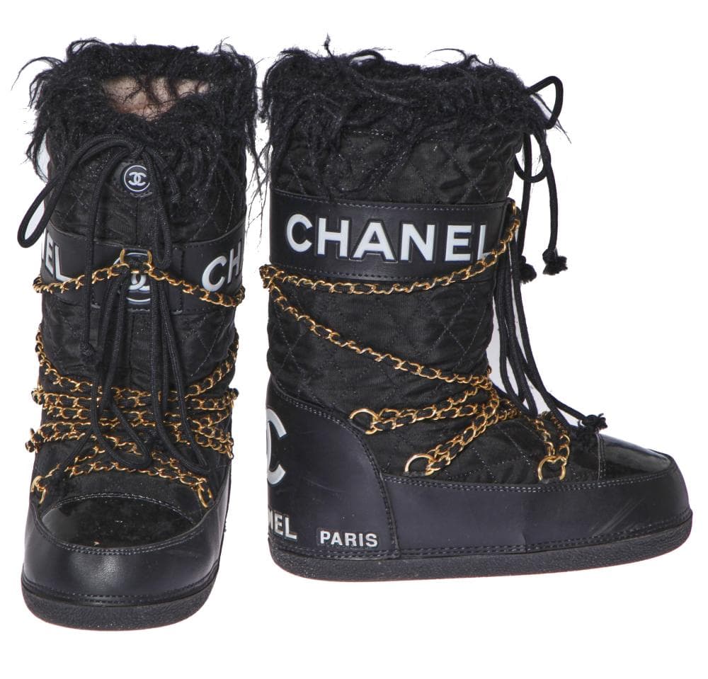 A pair of Chanel chain-festooned moon boots, Autumn-Winter 1993-94