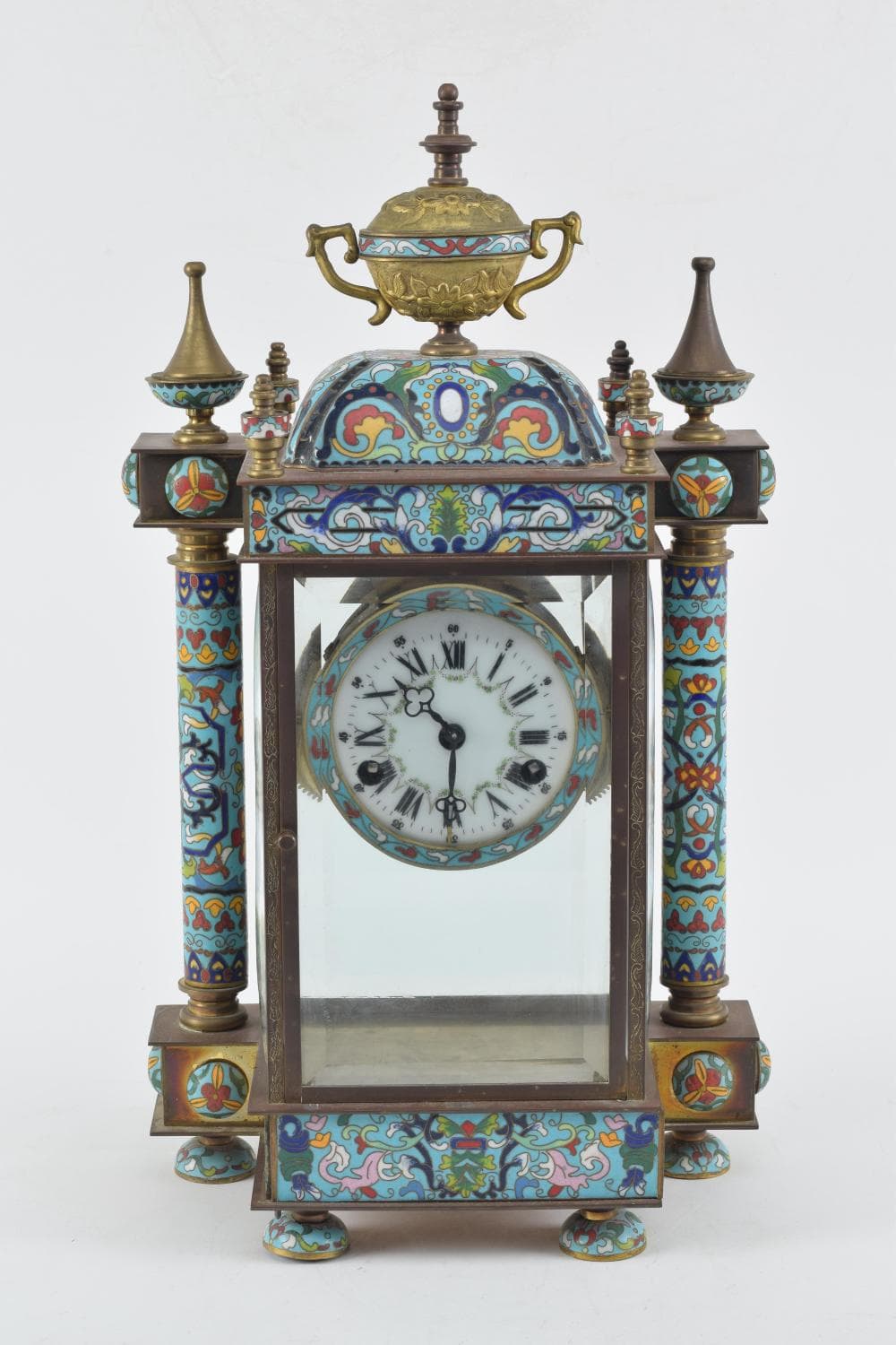 Cloisonne mounted clock