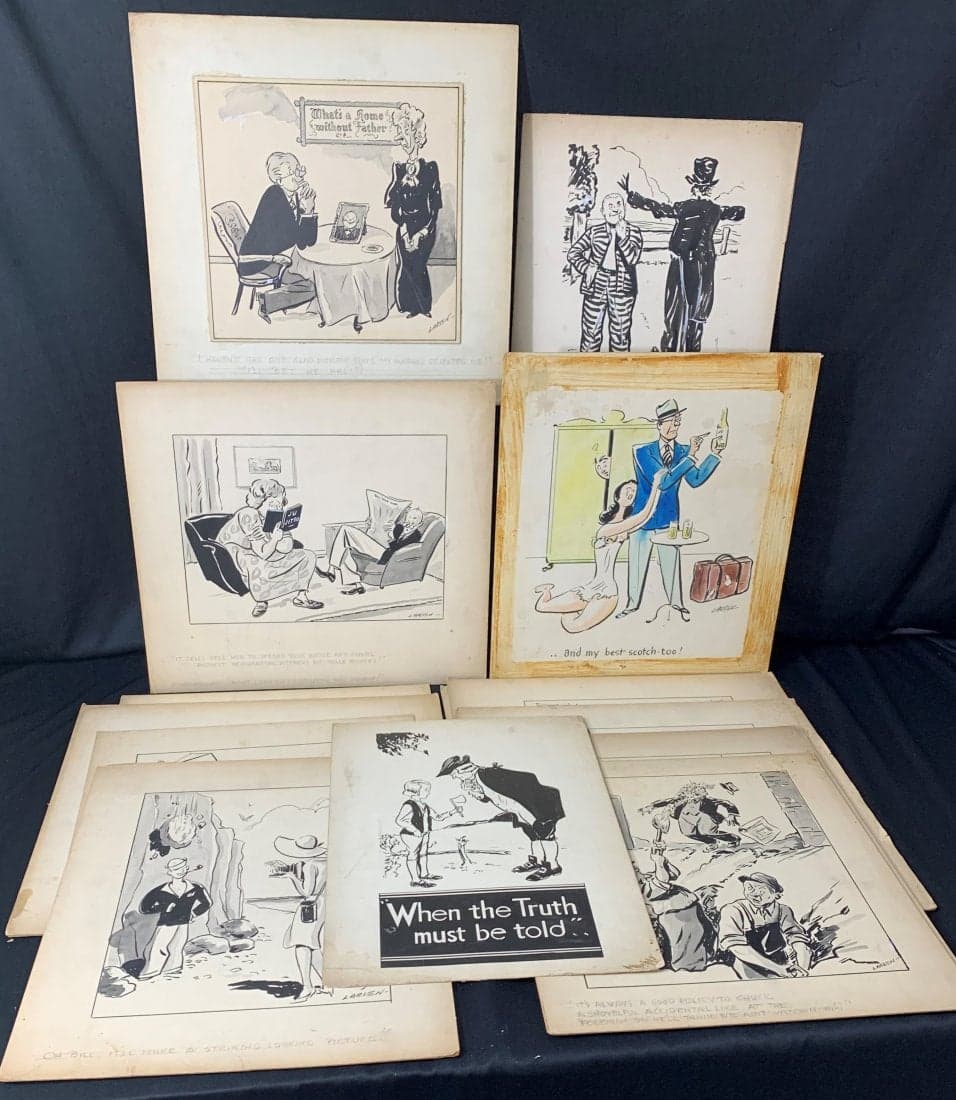 13 Dude Larsen Original Drawings - Hand Colored