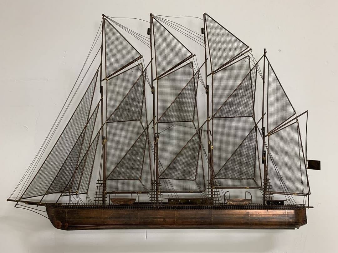 Curtis Jeré Mixed Metal Clipper Ship Wall Sculpture