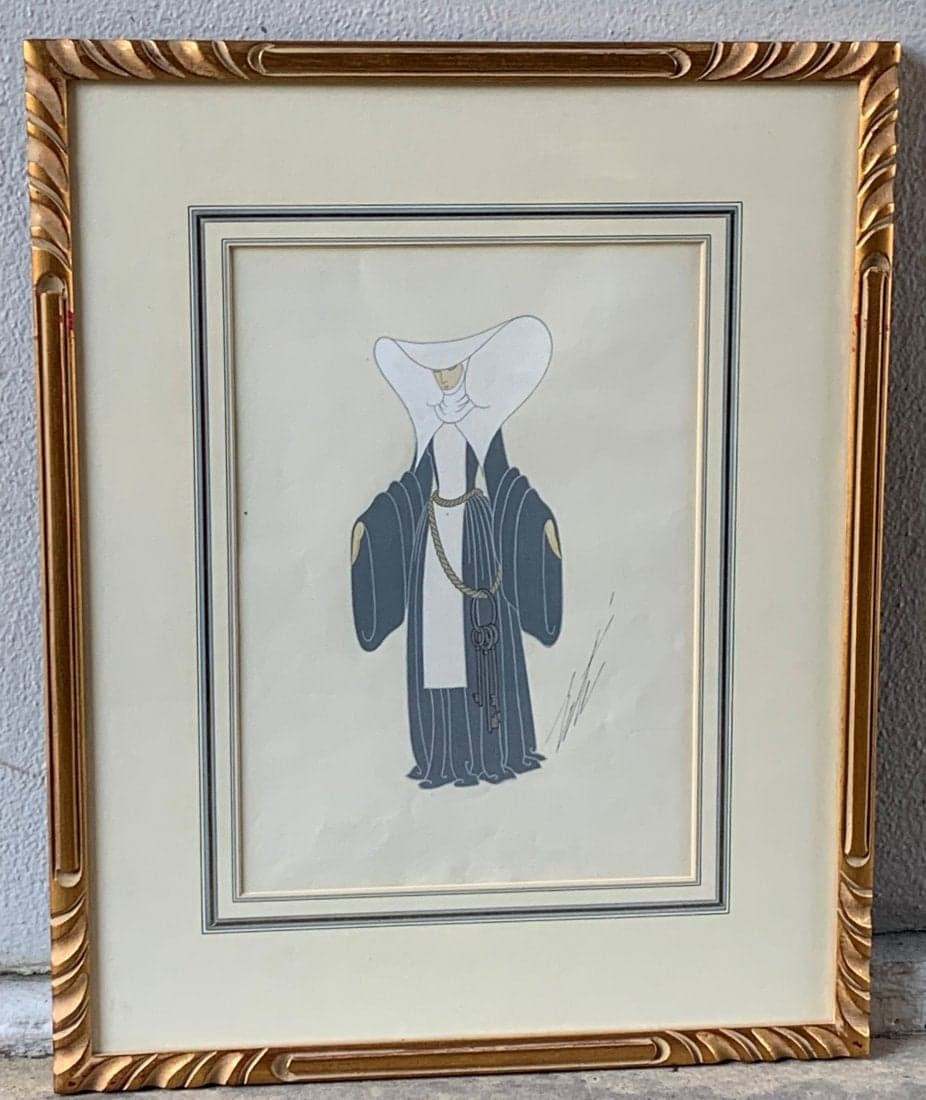 Erte' Signed "Nun" Lithograph