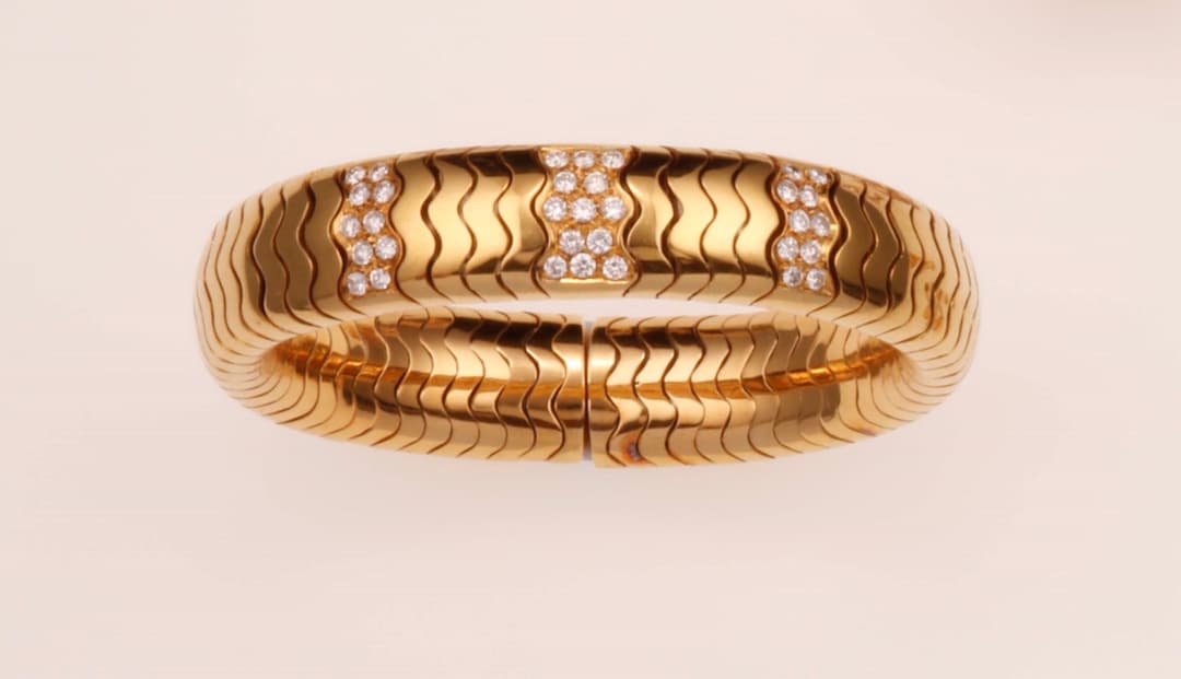 Gold and diamond bangle