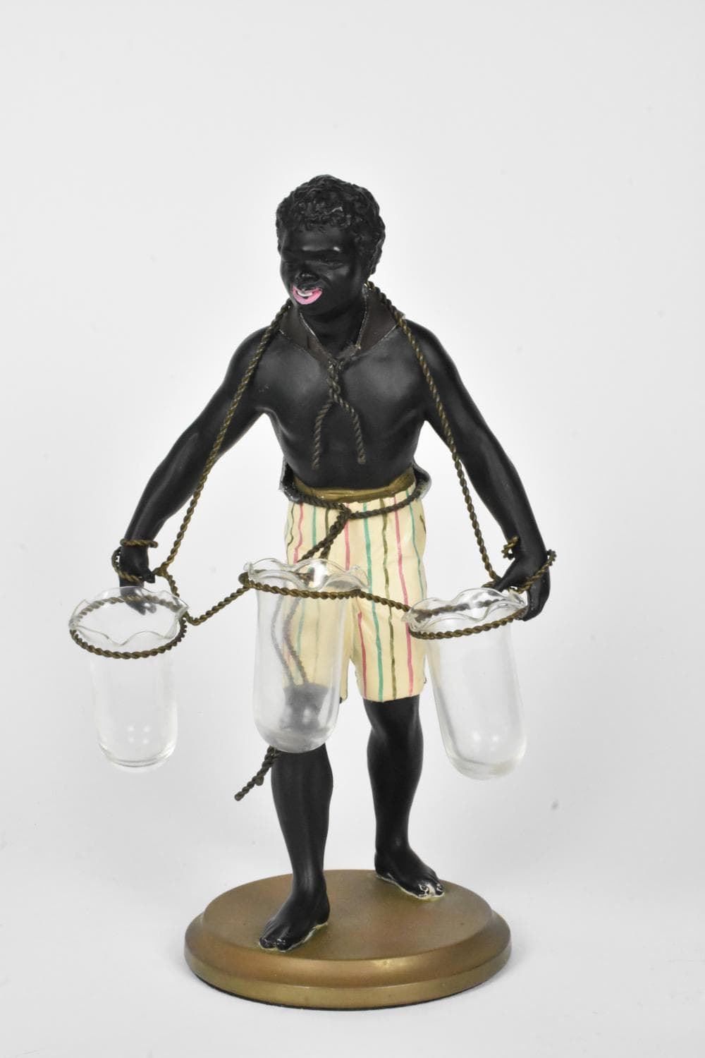 Antique Blackamoor Triple Bud Vase Sculpture