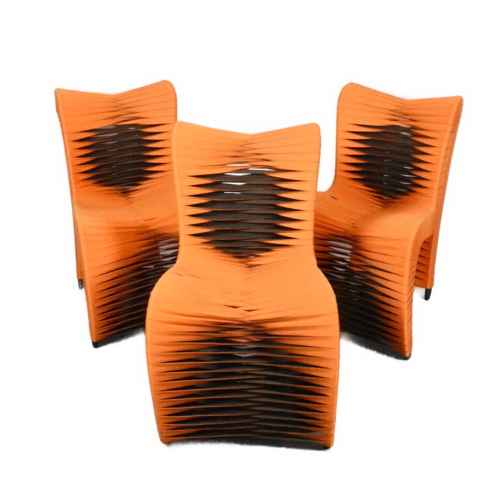 Three Contemporary Phillips Collection Orange Seat Belt Chairs