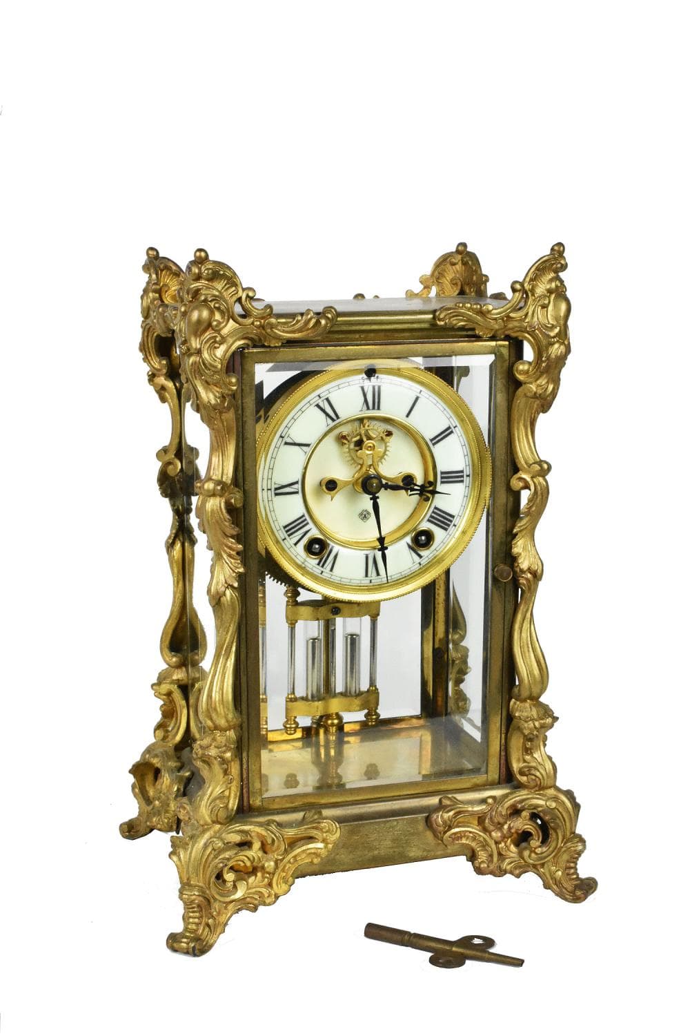 Ansonia Crystal Paris Regulator Brass Clock