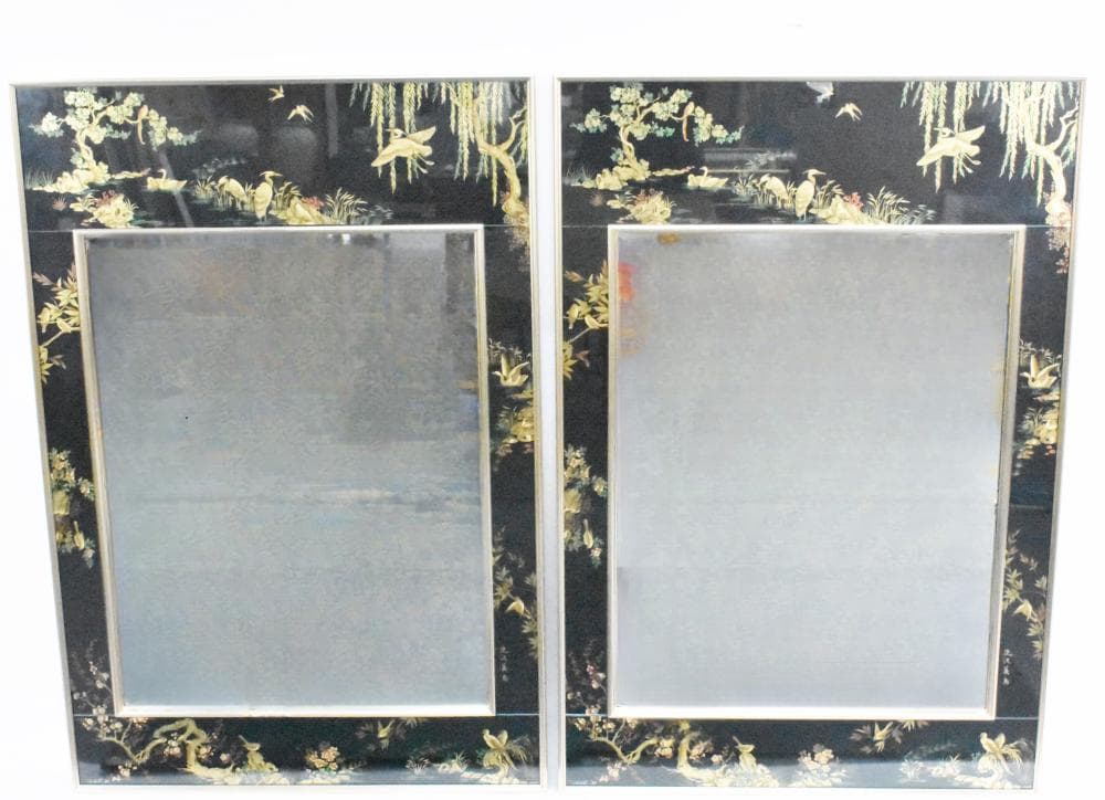 Pair of LaBarge Japonaise Mirrors